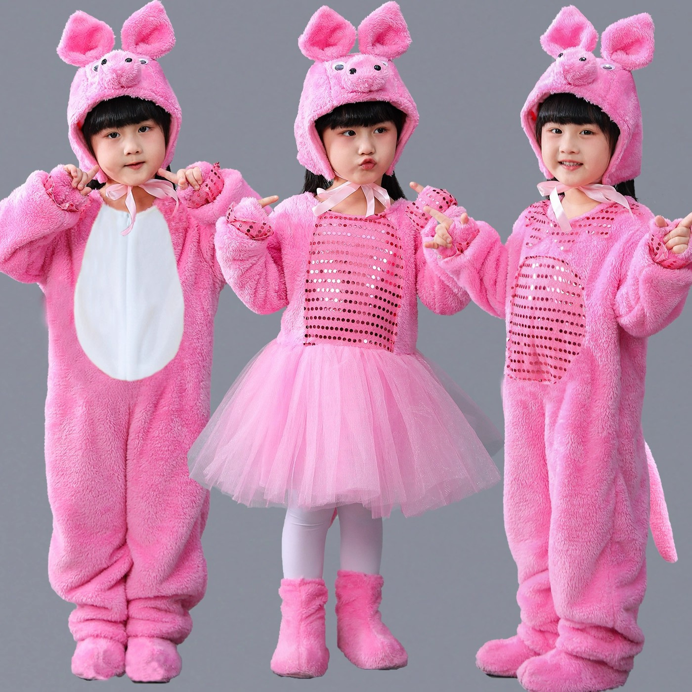 儿童小动物演出服小猪表演服装快乐小猪舞蹈纱裙三只小猪衣服秋冬