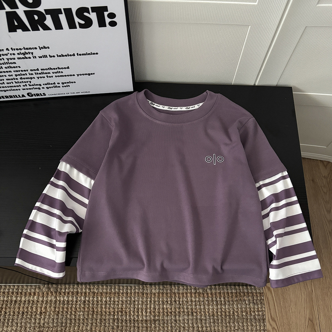 Camiseta de manga larga para niños, dos piezas de camisa de algodón, delgada primavera y otoño, ropa de moda para niños y niñas, versión coreana