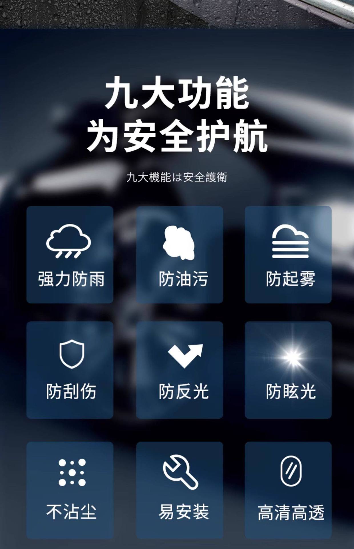 Rearview Mirror Rain-Proof Film for Cars, Anti-Fog and Anti-Glare Reflective Glass Film for Rainy Days, Waterproof Sticker for Reversing Mirrors