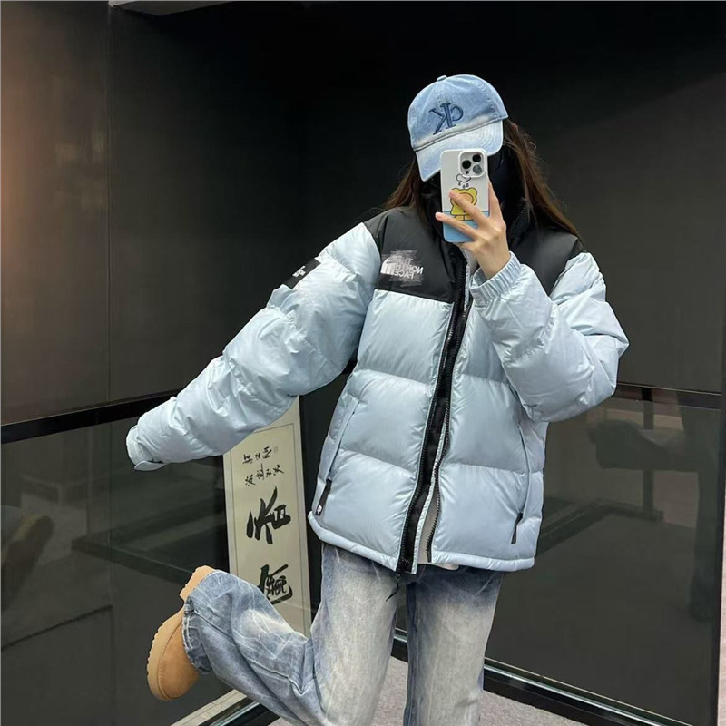 Putian High-Quality Beijia 1996 Large Plaid down Jacket North Face Shin Min Ah's Same Style Armband Men's and Women's Bread Jacket