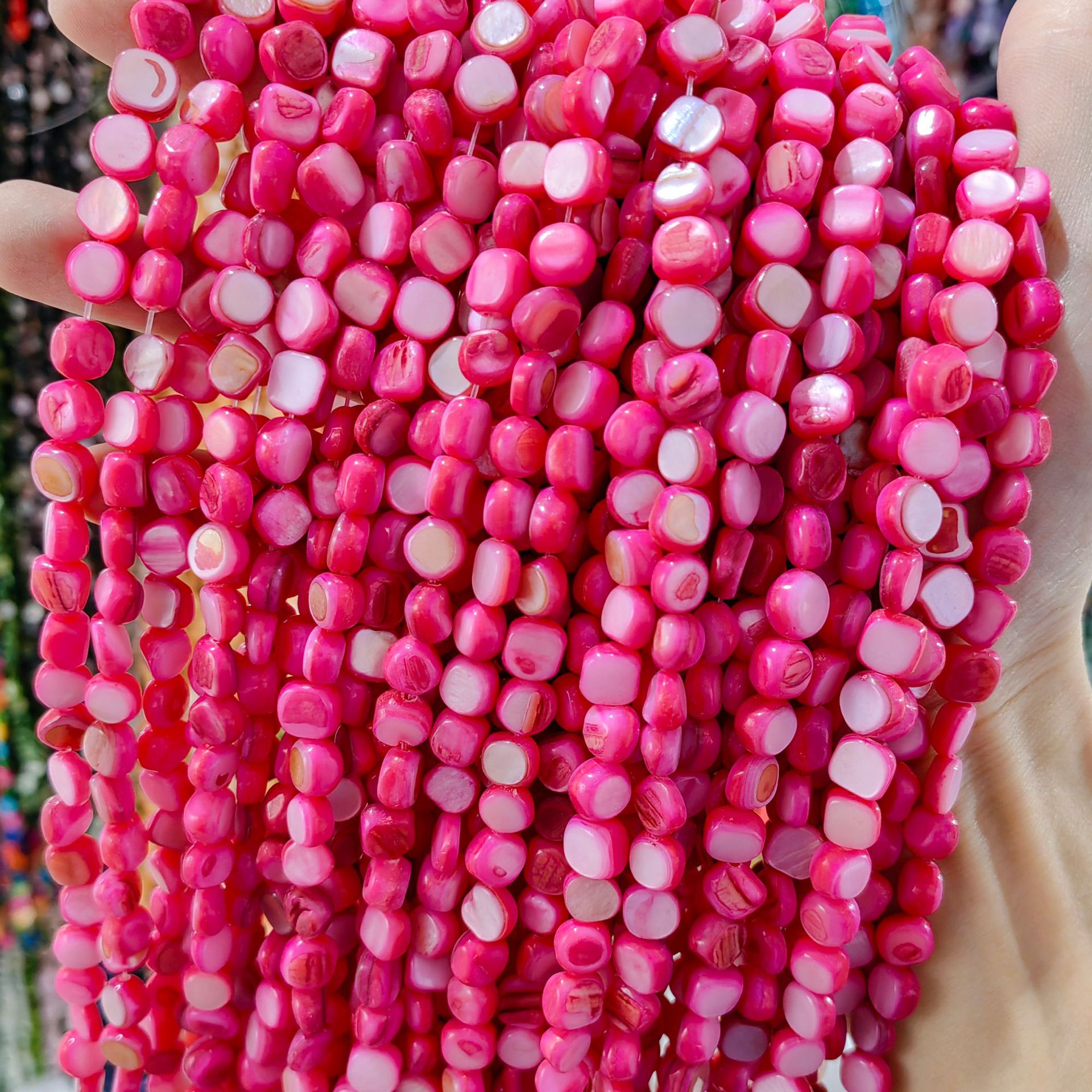 Conchas de cabeza de toro natural 8mm con cuadrados semiacabados perlas dispersas accesorios de joyería diy al por mayor