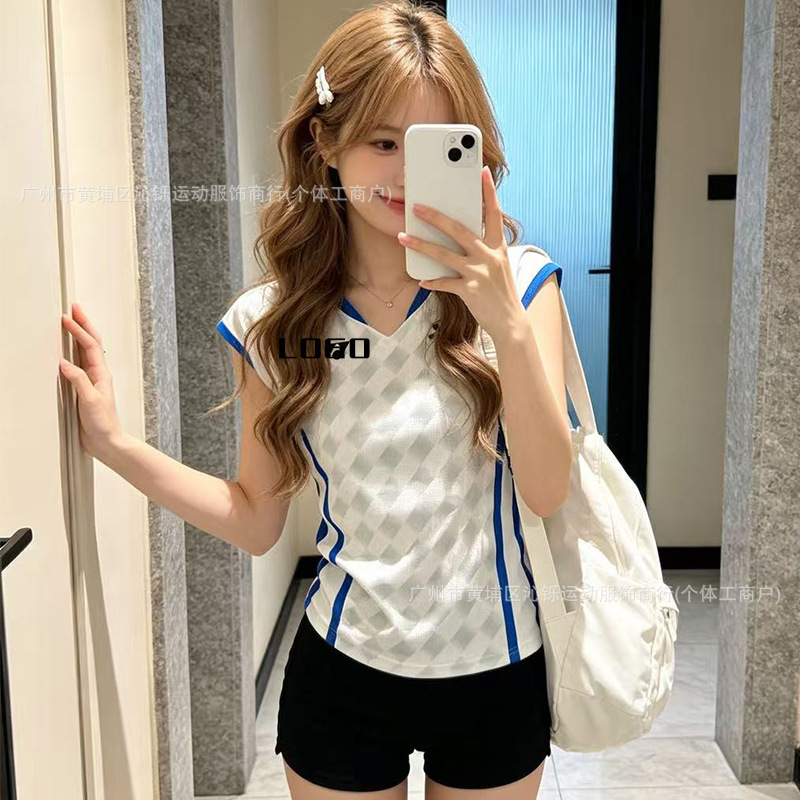 Jp Version Badminton Uniform, Same Style as Tsubuki Mahiro'S, with Flying Sleeves, Breathable, Sweat-Absorbent, Quick-Drying, Women's Training Team Uniform, Breathable Jp Version Badminton Uniform, Same Style as Tsubuki Mahiro'S, with Flying Sleeves, Breathable, Sweat-Absorbent, Quick-Drying, Women's Training Team Uniform, Breathable