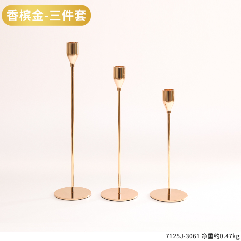 复古欧式铁艺烛台摆件家用餐桌浪漫烛光晚餐道具三头法式蜡烛台座|undefined