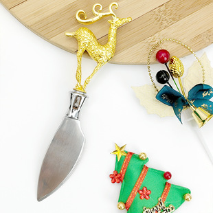 Christmas Cheese Knife Golden Deer Cheese Knife Vintage Pattern Bread Cutting Knife Deer Head Western Food Knife