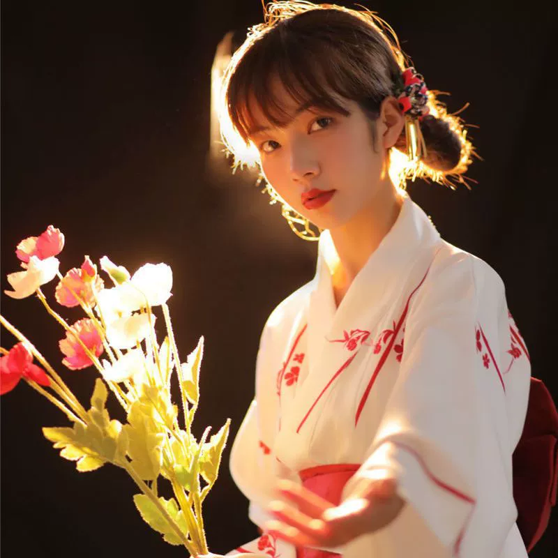 Кимоно Divine Maiden, улучшенное японское стильное студенческое фото, художественное фото, традиционное кимоно сакуры, платье