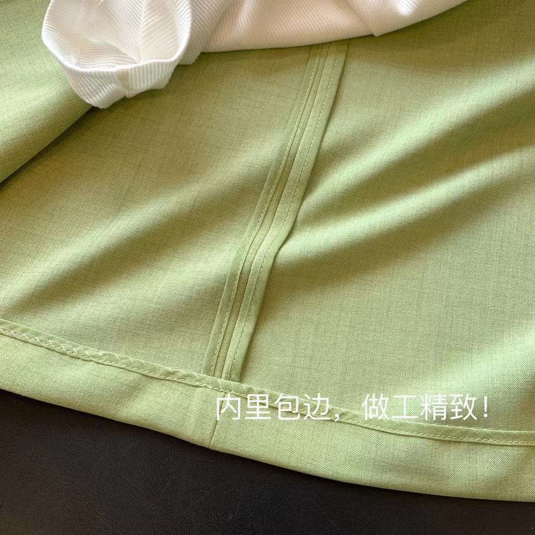 Guest-supplied Flower Yarn Sleeves Show Thin Apple Green Casual Commuter Thin Suit Jacket Women's Trousers Two-piece AP2503