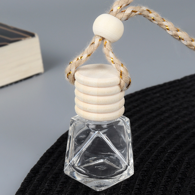 8ML Diamond Shaped Perfume Bottle Car Air Freshener Clear Glass Empty Bottle Car Perfume Air Freshener DH796
