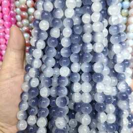 10mm半色玉碎珠水晶玻璃圆珠手工串珠散珠diy手链手串饰品配件