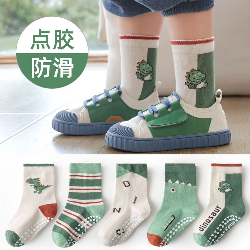 Minqi Otoño e Invierno que dispensan Calcetines antideslizantes para pisos al por mayor letras de dibujos animados calcetines para niños medianos y grandes calcetines para niños Trampolín