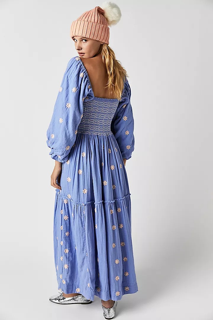 Women's Princess Dress Vintage Style Square Neck Backless 3/4 Length Sleeve Flower Maxi Long Dress Daily display picture 5