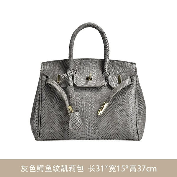 Grey crocodile pattern Kelly bag