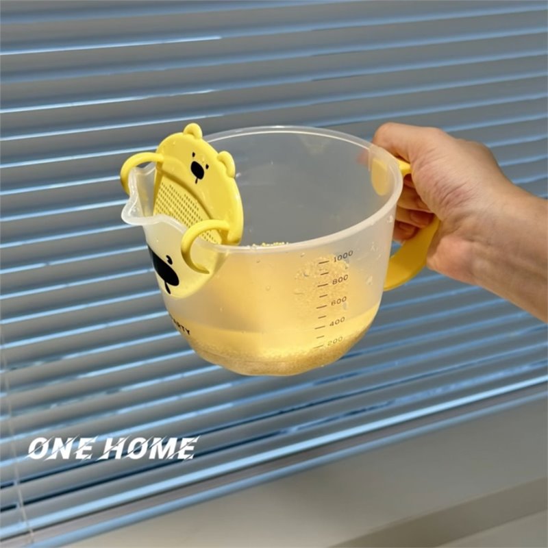 厨房淘米神器沥水挡板家用鸡蛋液过滤量杯带刻度小号打蛋杯淘米杯
