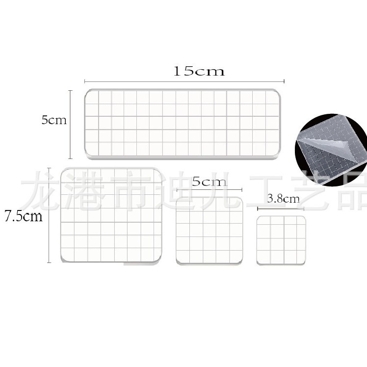 4Pcs Acrylic Clear Stamp Handle Block Stamping Tool Backing Plate Grid Scrapbooking Card Making DIY