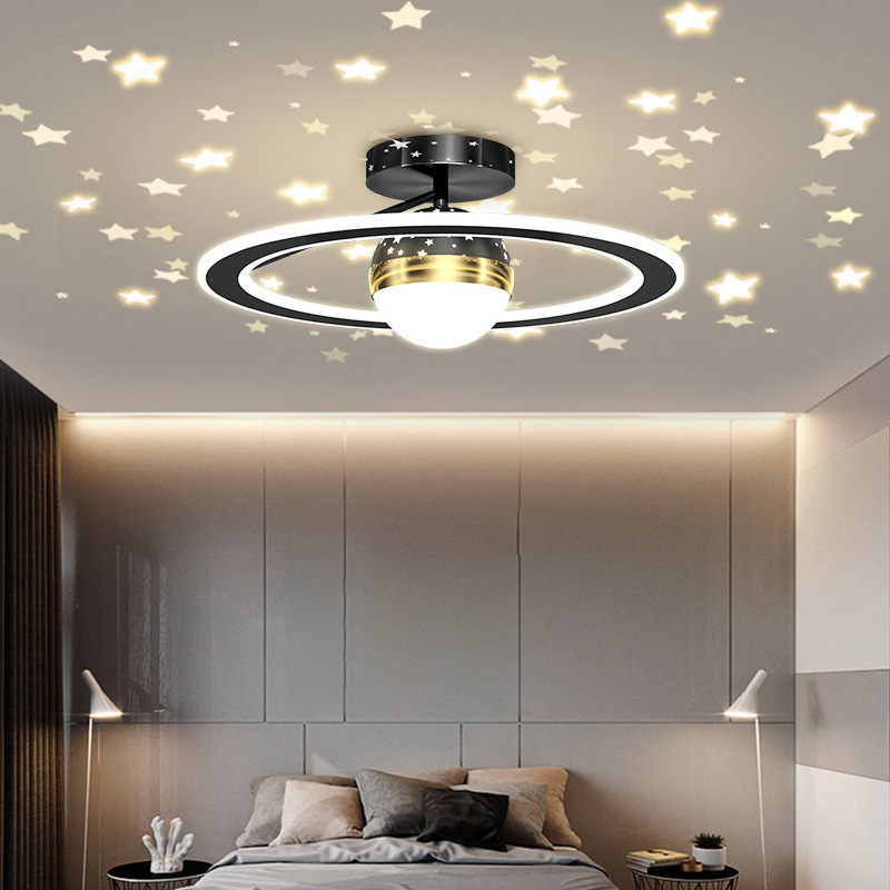 Bedroom Lamp 2023 New Home Warm Romantic Moon Star Sky Top Children's Room Lamp Nordic Light Luxury Ceiling Lamp