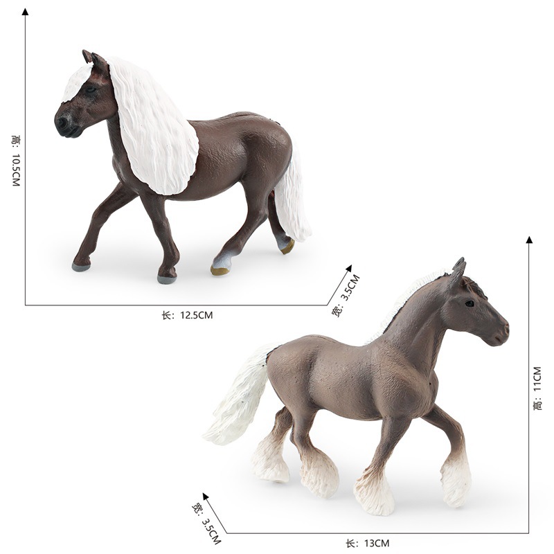 Bosque negro caballo flor punto hembra caballo decoración adornos estáticos Simulación transfronteriza bosque animal modelo de caballo cognición infantil