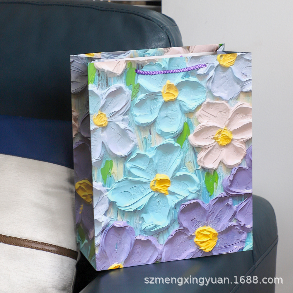 Bolsa de regalo de pintura al óleo creativa Bolsa de papel de mano Bolsa de regalo de cumpleaños Bolsa de regalo de día de San Valentín Bolsa de regalo de flores Bolsa de papel