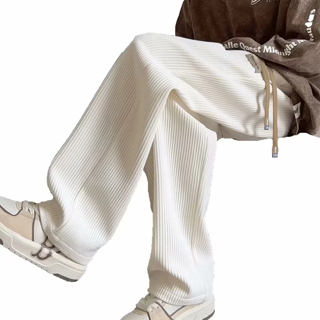 Corduroy Casual Pants Men's 2024 Spring and Autumn New American Style Loose Wide-leg Sports Pants Texture Sense Straight Pants