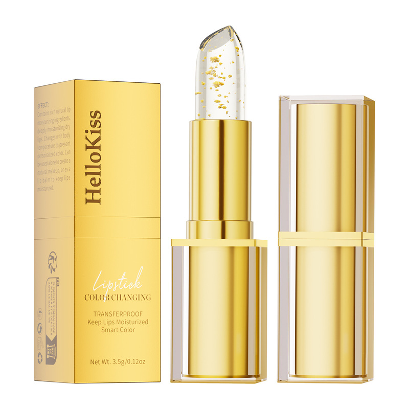 クロスボーダーメイクアップ HELLOKISS 金箔変色口紅保湿ノンスティックカップ温度変化花口紅美容メイク|undefined