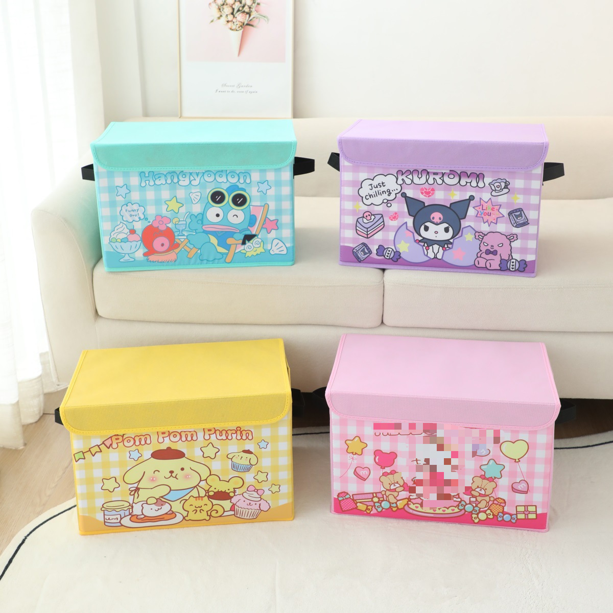 Foldable Dustproof Fabric Storage Box with Lid Bedroom Clothes Storage Box Household Sundries Storage Box