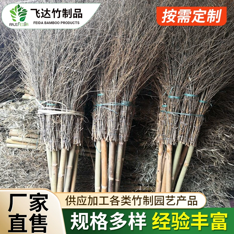 Производитель поставляет бамбуковую метлу с круглой головкой