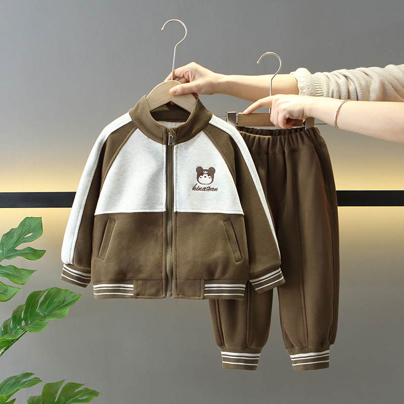 7714 Traje deportivo de primavera y otoño para niños 2025 Nuevo estilo Chaqueta de uniforme de béisbol para niños Ropa de primavera para bebés Traje de dos piezas