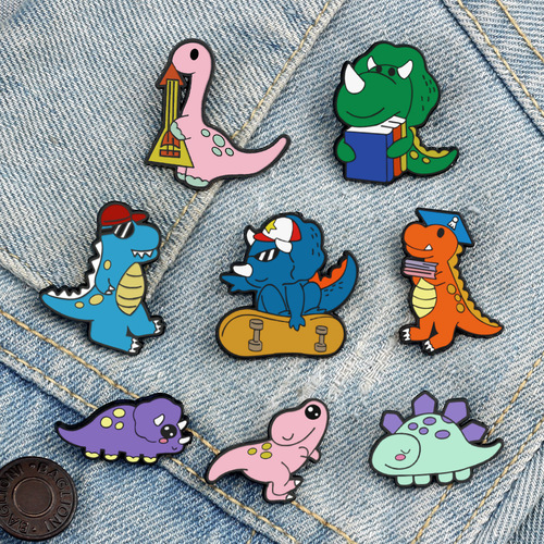 Funny and cute dinosaur brooch ins trendy men and women personalized metal badge collar pin bag decoration