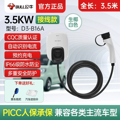 Bull mini New Energy mini Elektrikli avtomobil şarj stansiyaları - d3-b16a-raw-coconut-white-charging-pile-wiring-220v35kw