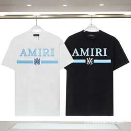2024夏季新款跨境潮牌Amiri字母女皇图案印花休闲宽松T恤男款