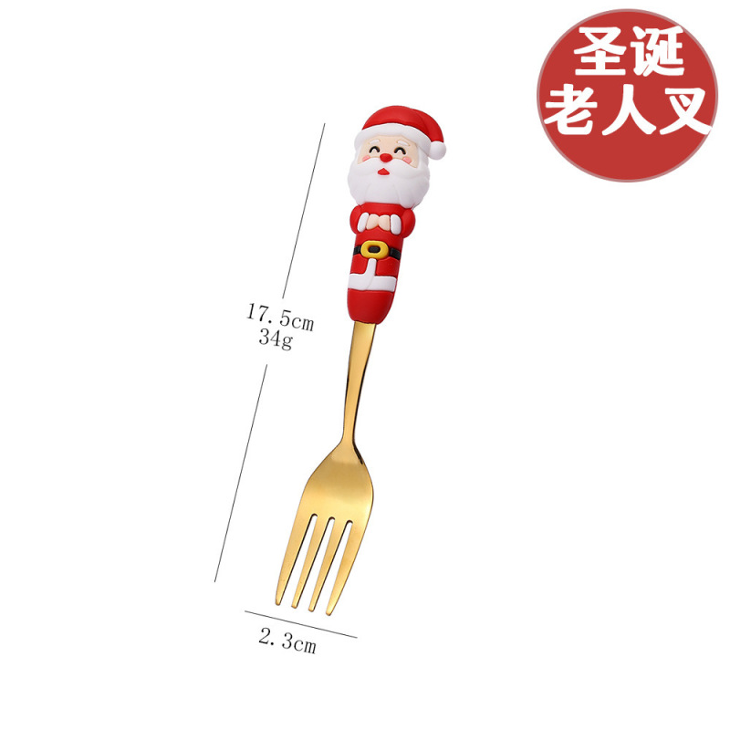 新しいクロスボーダー大型クリスマスフォークとスプーン食器セットステンレス鋼クリスマススプーンイン高価値コーヒースプーン|undefined