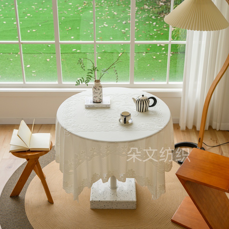 外贸加厚蕾丝桌布沙发垫正方形台布茶几床头柜沙发冰箱防尘盖布