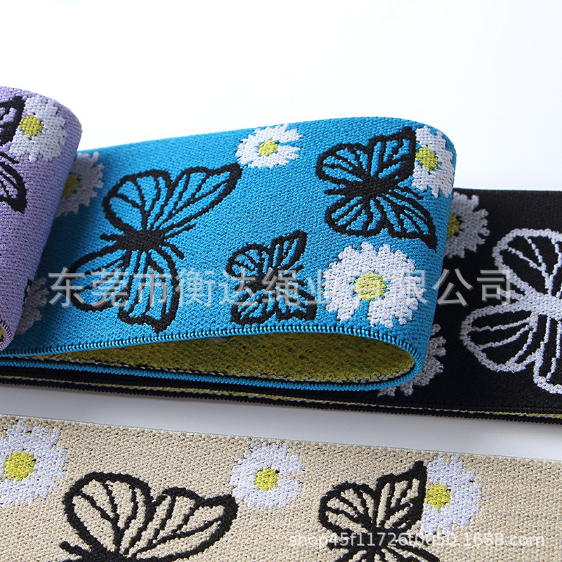 Spot 5cm poliéster elástico mariposa jacquard ropa zapatos sombreros ropa interior cintura elástica cabeza