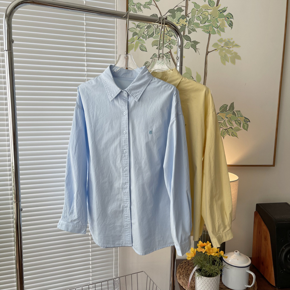 这衬衣布料真舒服~新宽松长袖衬衫女百搭时尚双口袋休闲上衣外套-阿里巴巴