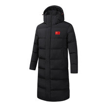 2025冬季新款连帽纯色印花中长款外套修身款加厚保暖收腰型棉服