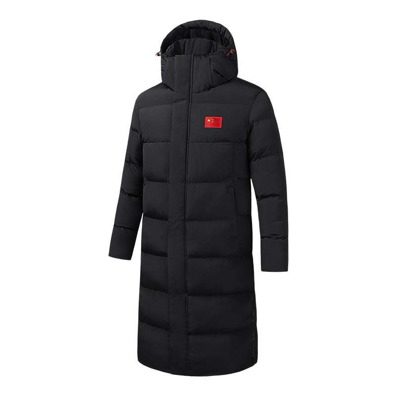 2025冬季新款连帽纯色印花中长款外套修身款加厚保暖收腰型棉服
