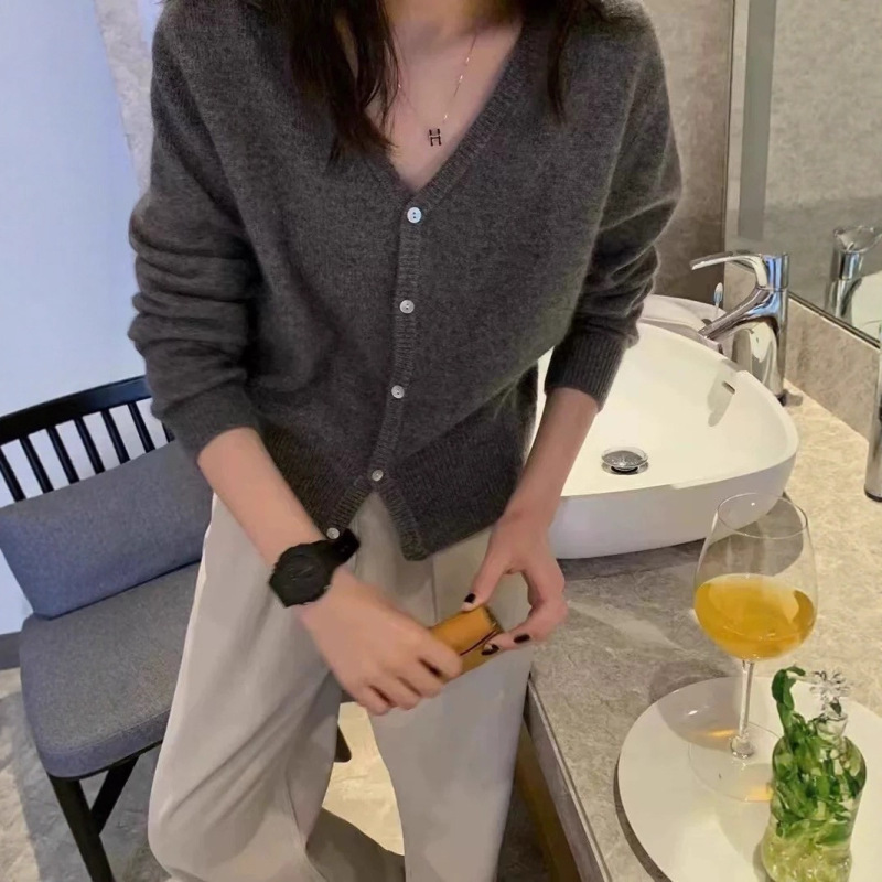 P0751简约小扣子糖果色毛衣开衫长58-仅供货经销商不退换|undefined