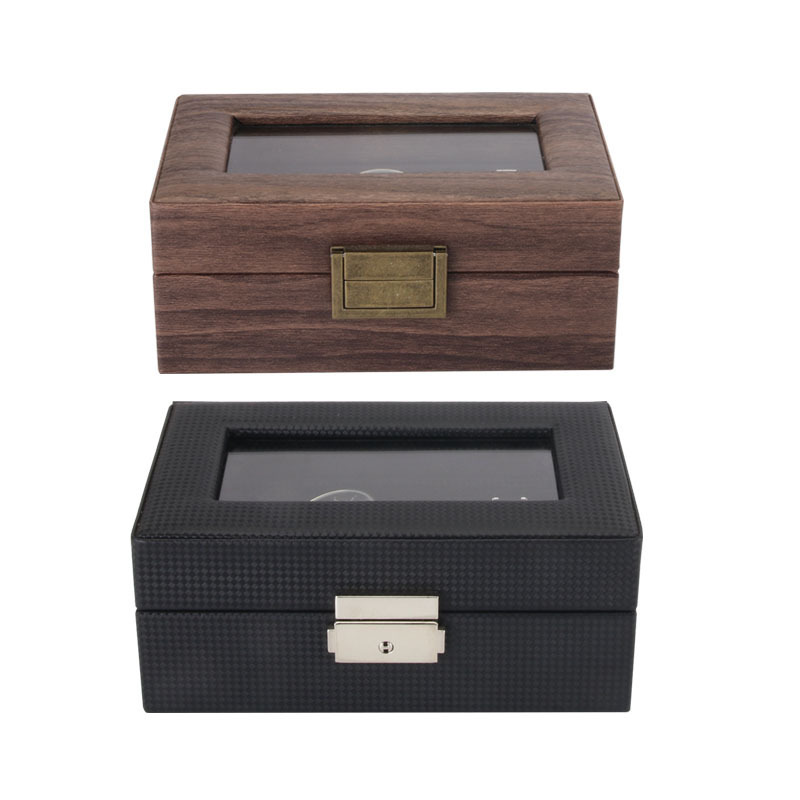 3 Watch Box Two Color Carbon Fiber Grain Wood Grain PU Leather Watch Display Box Home Pack Watch Storage Box