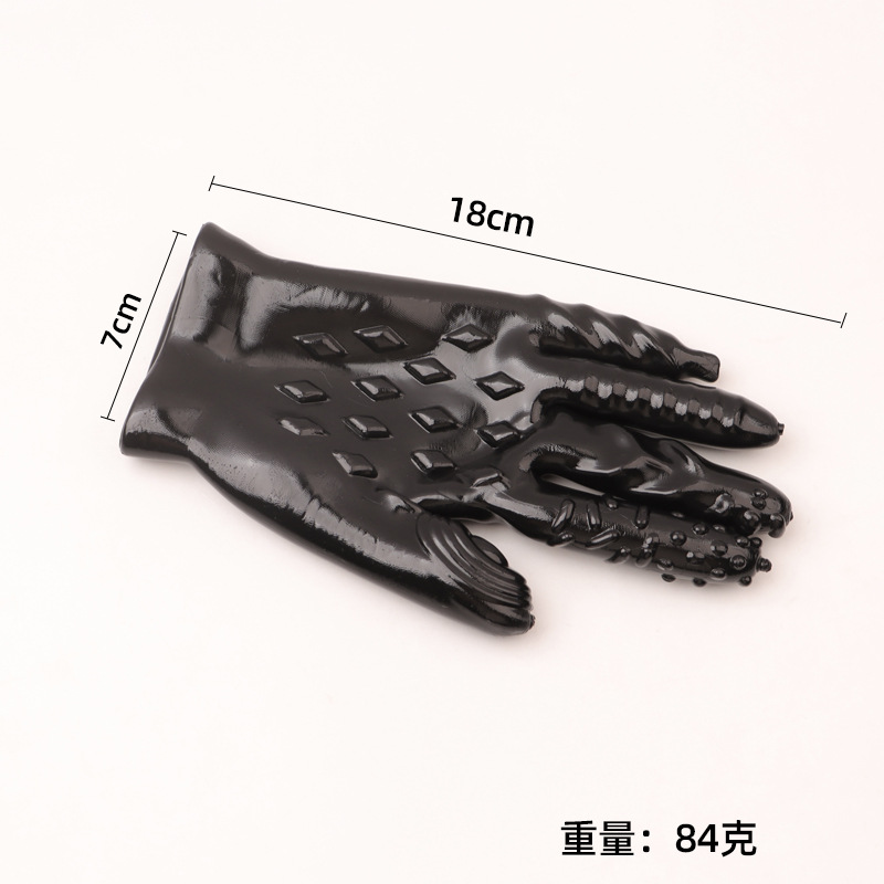 Finger Cots Textured Clitoral Stimulation Gloves with Lubricant, Black TPE — detail image 1
