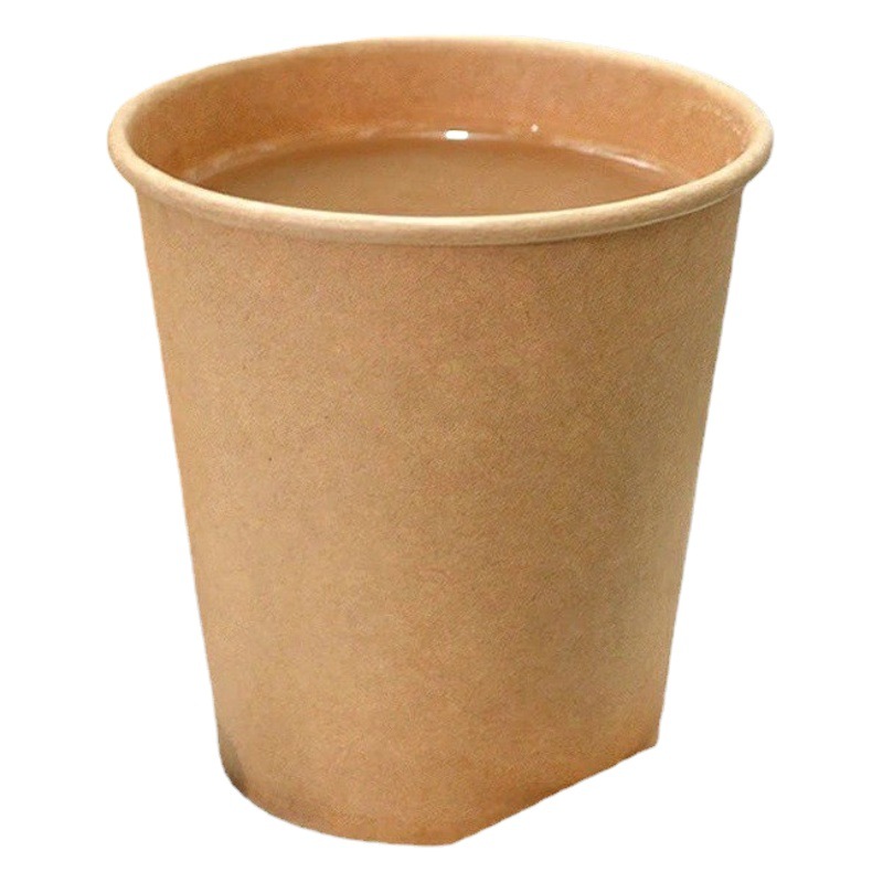 Película PLA personalizada película única calibre 90 taza de papel Kraft natural agua potable desechable engrosada taza de bebida caliente de una sola capa