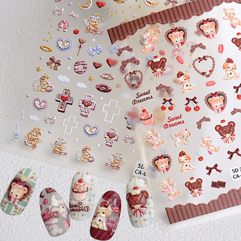 Cross, Cartoon Pattern Cute Retro Cross Cartoon PET Tpu Nail Patches