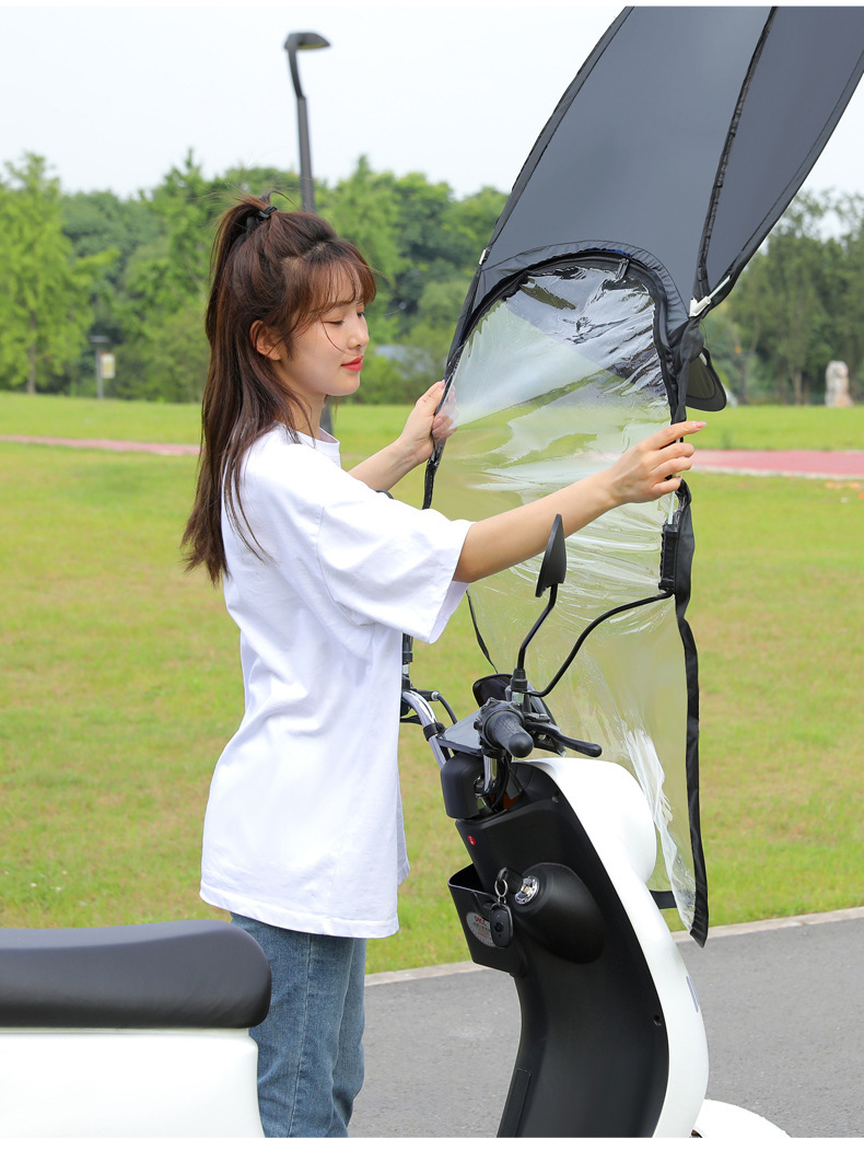 New Style Detachable Fully Retractable Folding Canopy for Electric Vehicles, Scooter Sunshade, Windproof and Rainproof