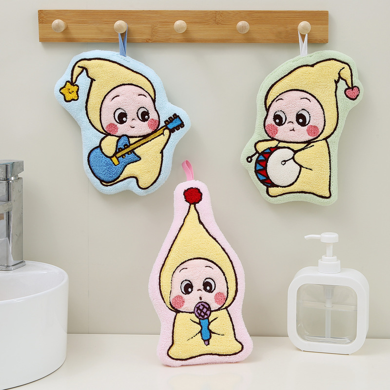 Bubble Mart Cute Hanging Hand Towel, Absorbent Thick Coral Fleece Cartoon Hand Towel, Quick-Dry Small Towel for Children Bubble Mart Cute Hanging Hand Towel, Absorbent Thick Coral Fleece Cartoon Hand Towel, Quick-Dry Small Towel for Children