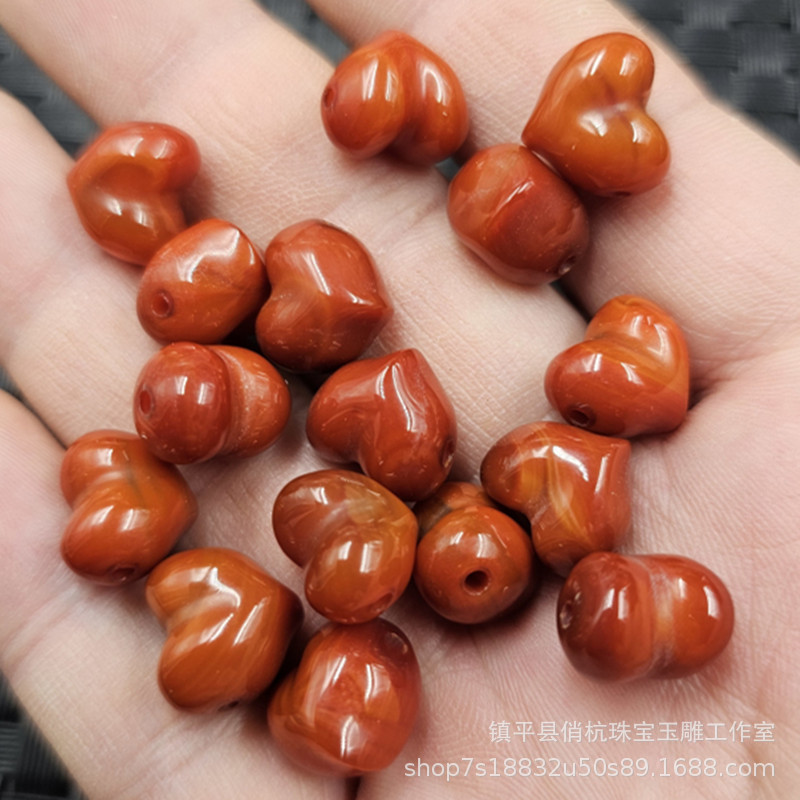 South Red Agate Heart-Shaped Jade Loose Beads Persimmon Red Agate through Hole Heart Peach Heart Jewelry Accessories Handmade Beads South Red Agate Heart-Shaped Jade Loose Beads Persimmon Red Agate through Hole Heart Peach Heart Jewelry Accessories Handmade Beads