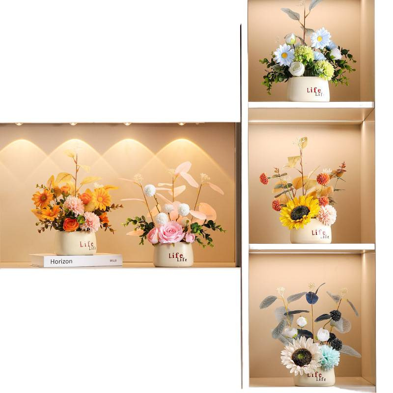 Flores falsas flores simuladas decoraciones de flores de cerámica adornos macetas falsas flores verdes macetas simuladas flor escena de diseño de productos terminados