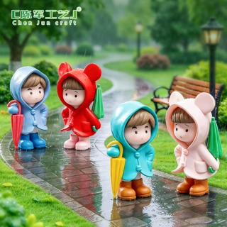 微景观可爱雨衣雨伞情侣男女孩园艺 DIY装饰品配件车载桌面小摆件