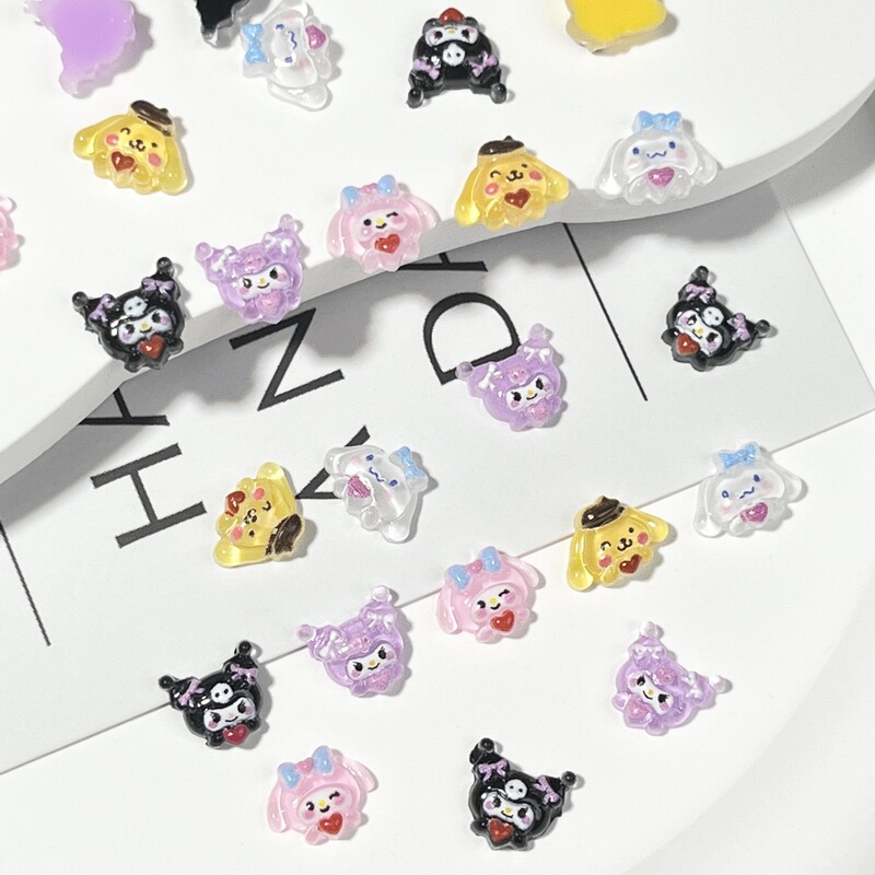 Cartoon Sanrio Manicure Jewelry Mixed Batch Mini Three-dimensional Library Lomi Love Yugui Dog Melody Nail Accessories