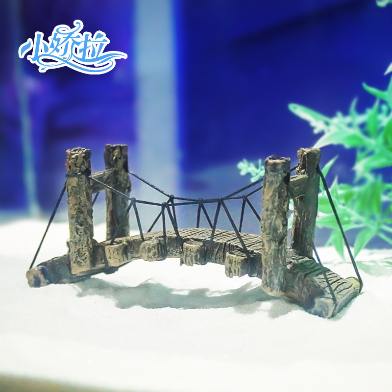 Puente de suspensión de simulación de puente pequeño al por mayor para paisajismo de acuarios, puente de cuerda, puente de resina transfronterizo, puente de araña decorativo, puente de arco, puente de cable para paisajismo