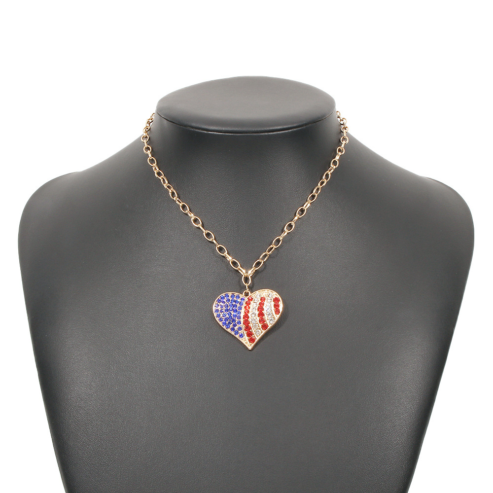 wholesale jewelry punk style heart inlaid diamond pendant necklace nihaojewelry