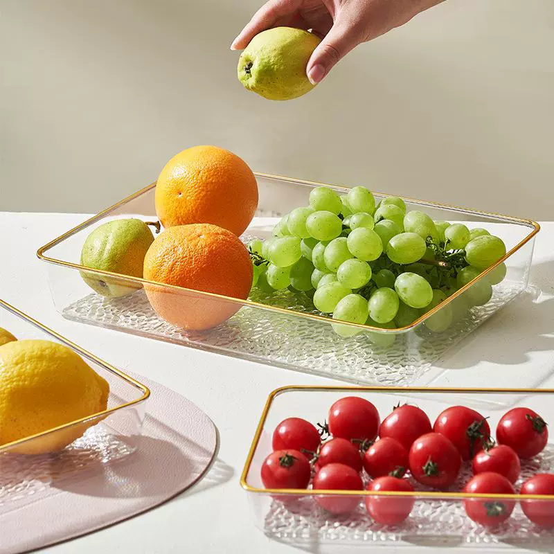 Phnom Penh Transparent Fruit Pan Shara Plate Fruit Plate Wave Pattern Storage Disk Creative Snacks Home Transparent Disk