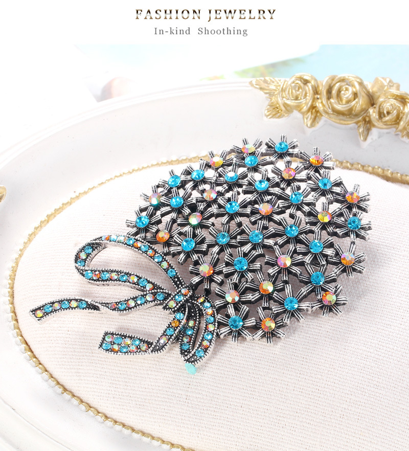 wholesale retro color rhinestone bow knot alloy diamondstudded brooch Nihaojewelrypicture2