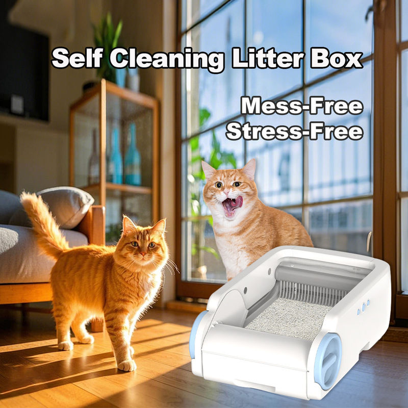 ステンレス鋼の砂テーブル底自動猫トイレインテリジェントオープン猫トイレペットトイレクリーニング装置抗スプラッシュ|undefined